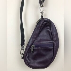 Ameribag - Plum Purple Classic Leather Baglett Crossbody Bag